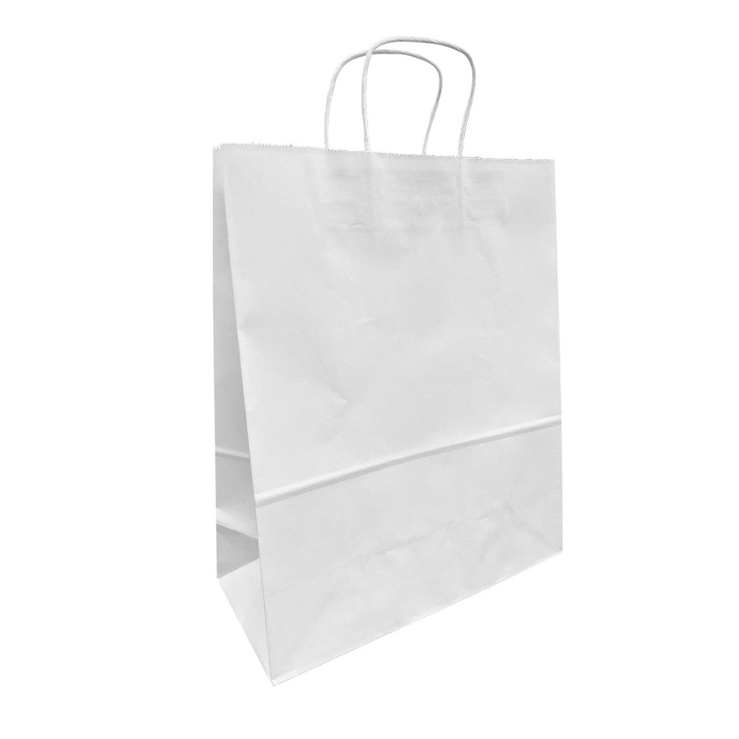 250 Pcs, Traveler,  13x6x16 inches, White Euro Tote Paper Bags, with Rope Handle