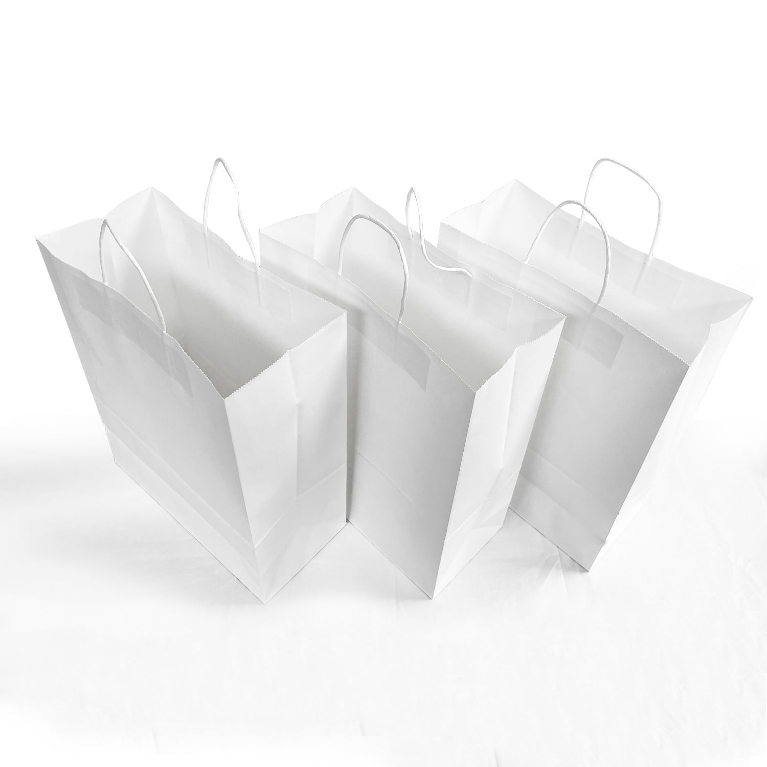 250 Pcs, Traveler,  13x6x16 inches, White Euro Tote Paper Bags, with Rope Handle