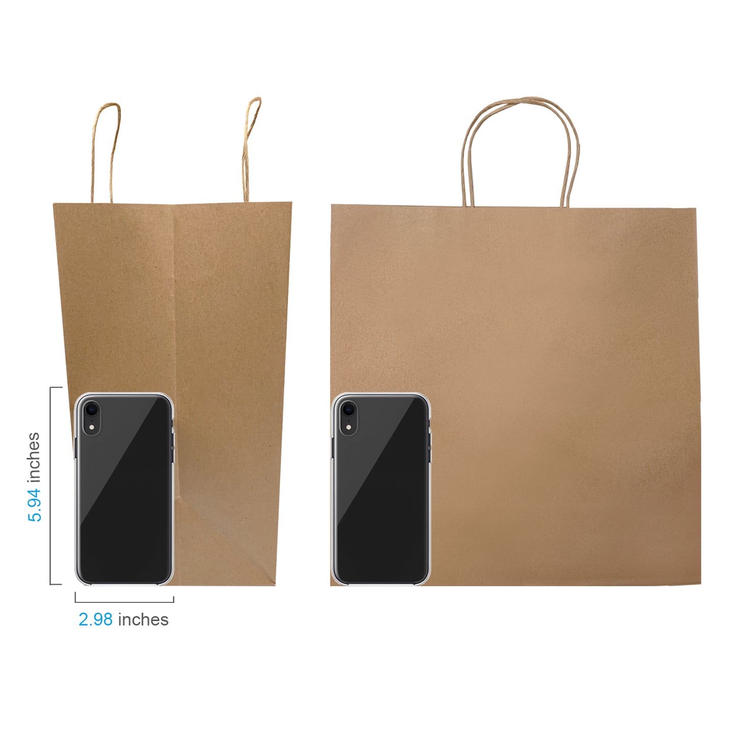 250 Pcs, Star, 13x7x13 inches, Kraft Paper Bags, with Twisted Handle