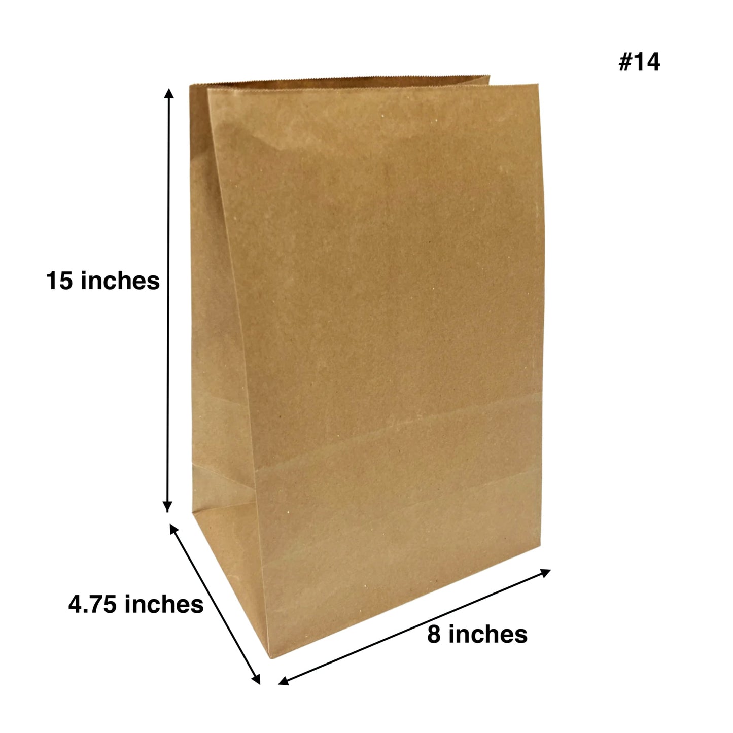 500pcs #14 Grocery Bags 8x4.75x15 inches; $0.082/pc