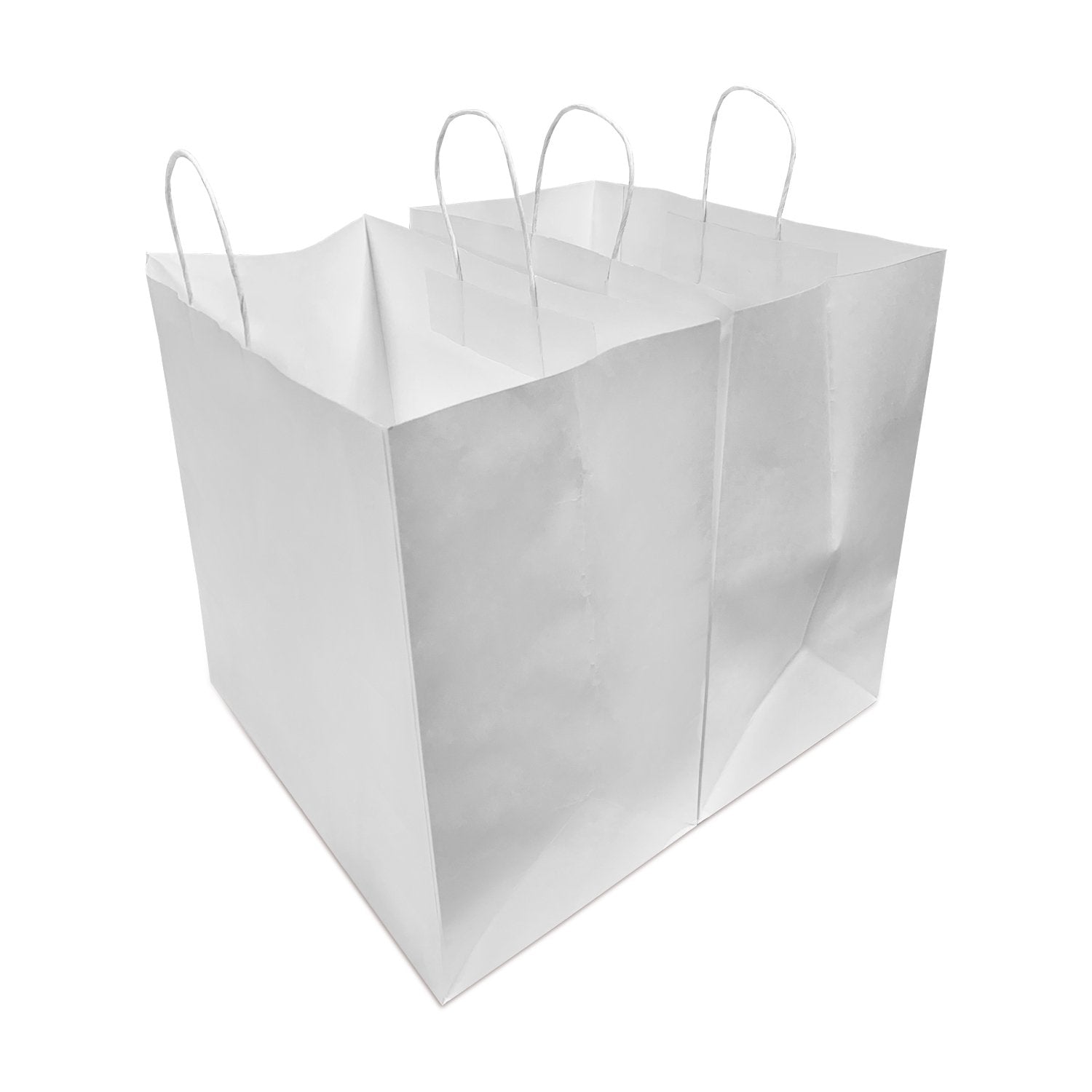 200 Pcs, Tiger,  14x8x14 inches, White Kraft Paper Bags, with Twisted handle