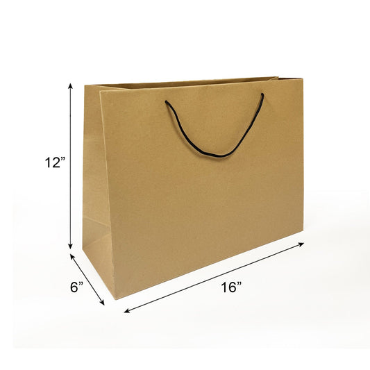150 Pcs, Vogue,  16x6x12 inches, Euro Tote Paper Bags, with Rope Handle