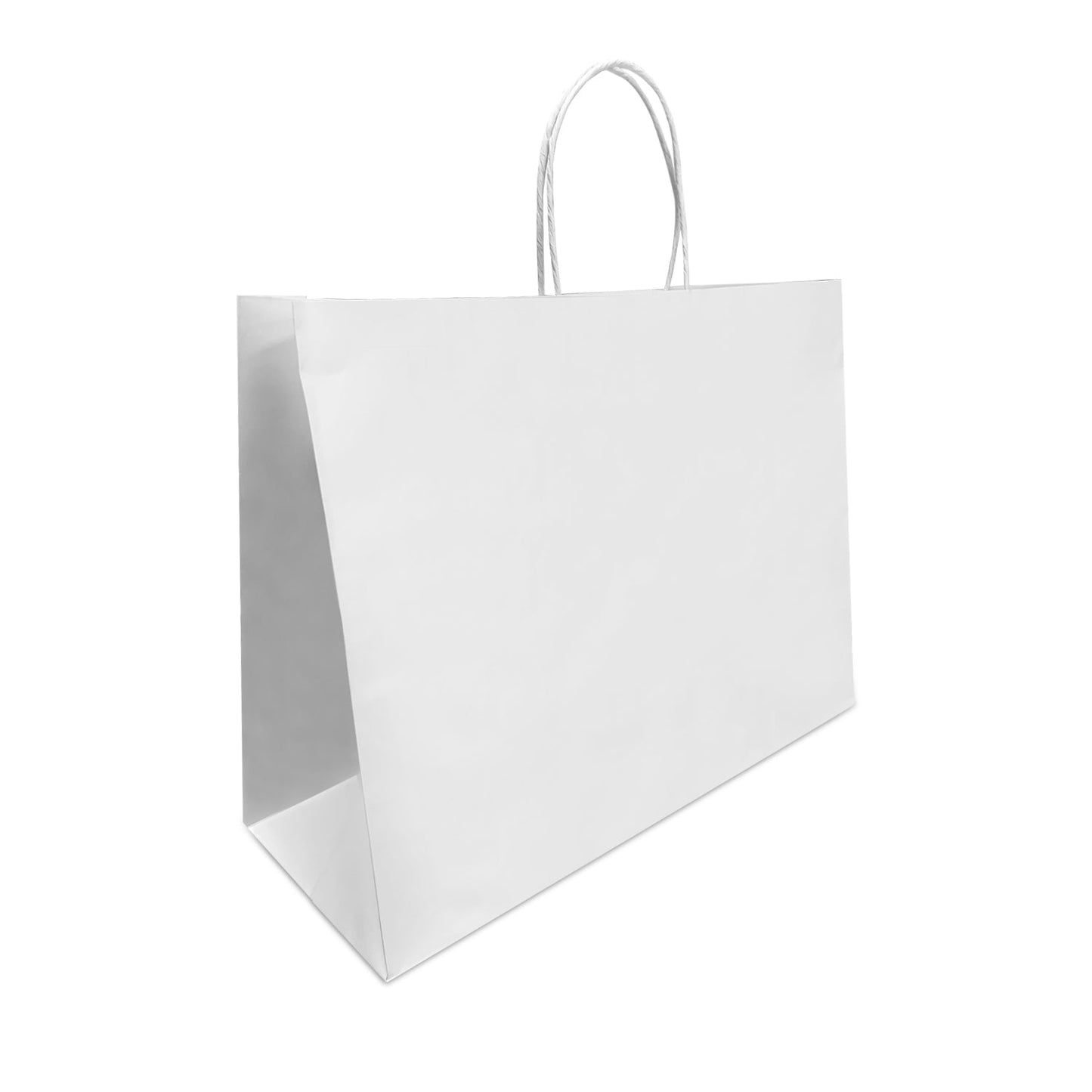 Vogue 16x6x12 White Paper Bags Twisted Handles; $1.15/pc, 50pcs/bundle, sold by bundle