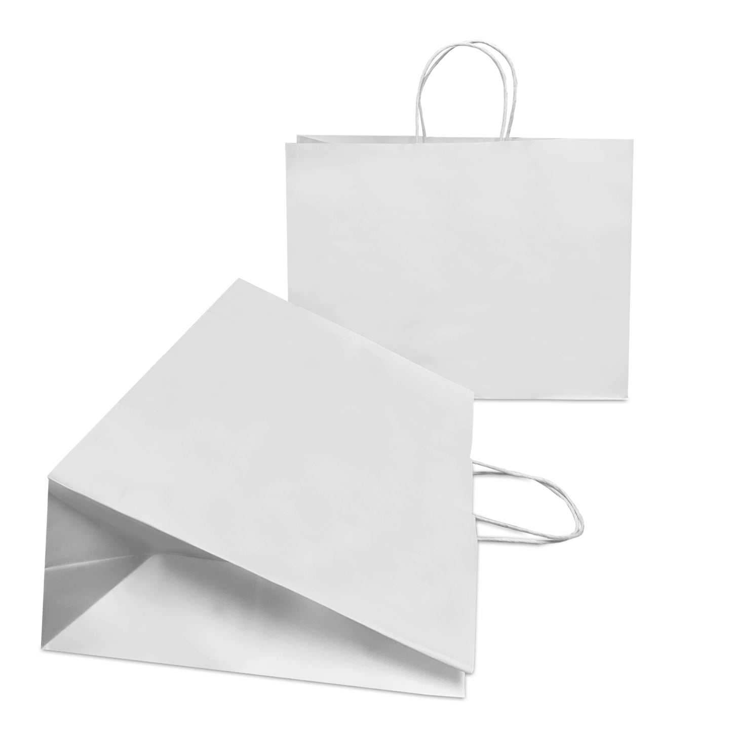 250 Pcs, Vogue,  16x6x12 inches, White Kraft Paper Bags, with Twisted handle