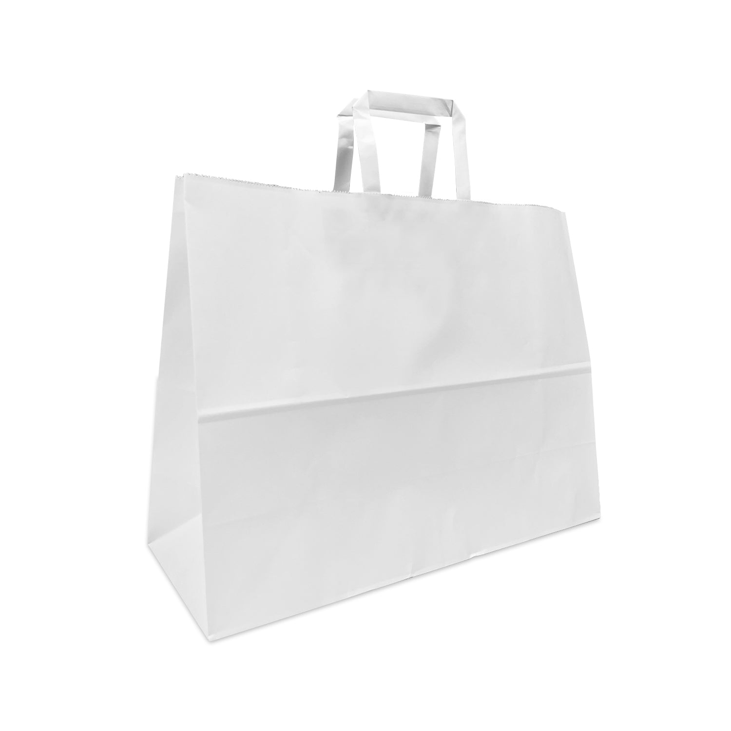 300 Pcs, Vogue,  16x6x12 inches, White Kraft Paper Bags, with Flat handle