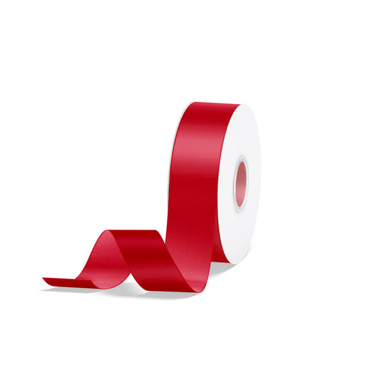 1pcs Red Solid Single Face Satin Ribbon; 5 Sizes