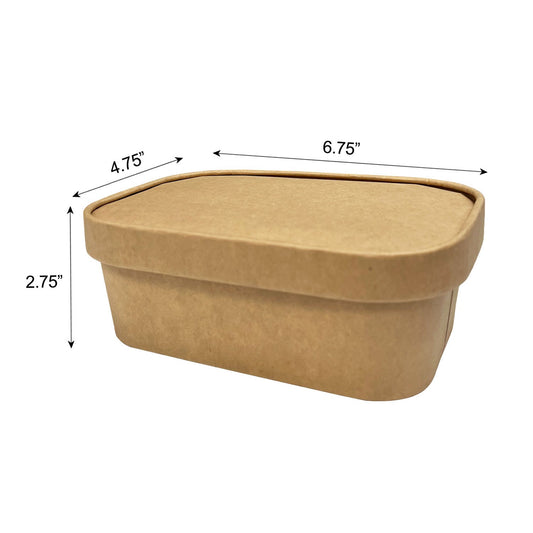 50 Sets/300 Sets, 34oz, 1000ml, Kraft Paper Rectangle Containers, with Paper Lids