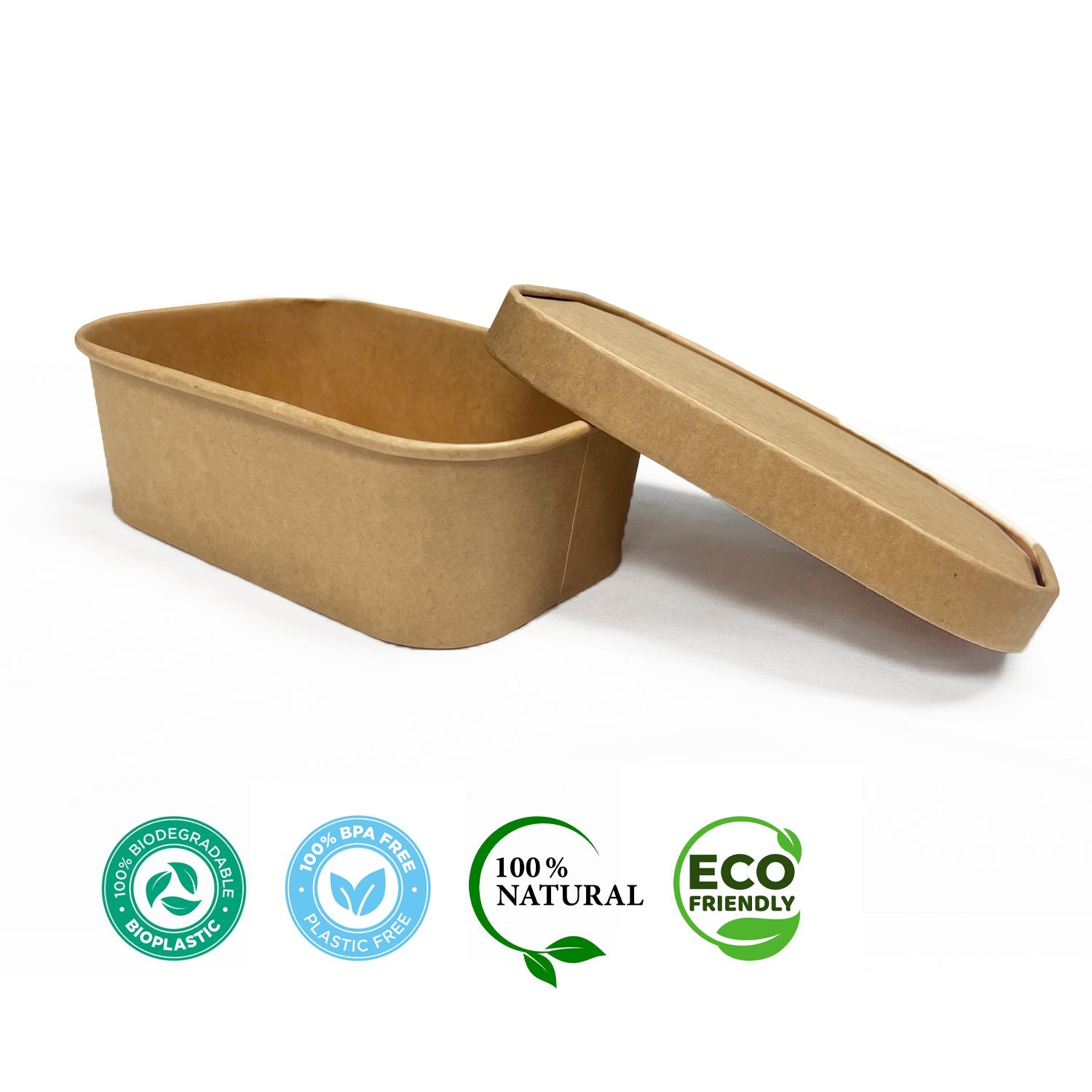 50 Sets/300 Sets, 34oz, 1000ml, Kraft Paper Rectangle Containers, with Paper Lids