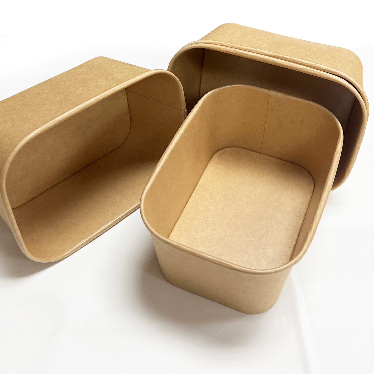 50 Sets/300 Sets, 34oz, 1000ml, Kraft Paper Rectangle Containers, with PP Lids