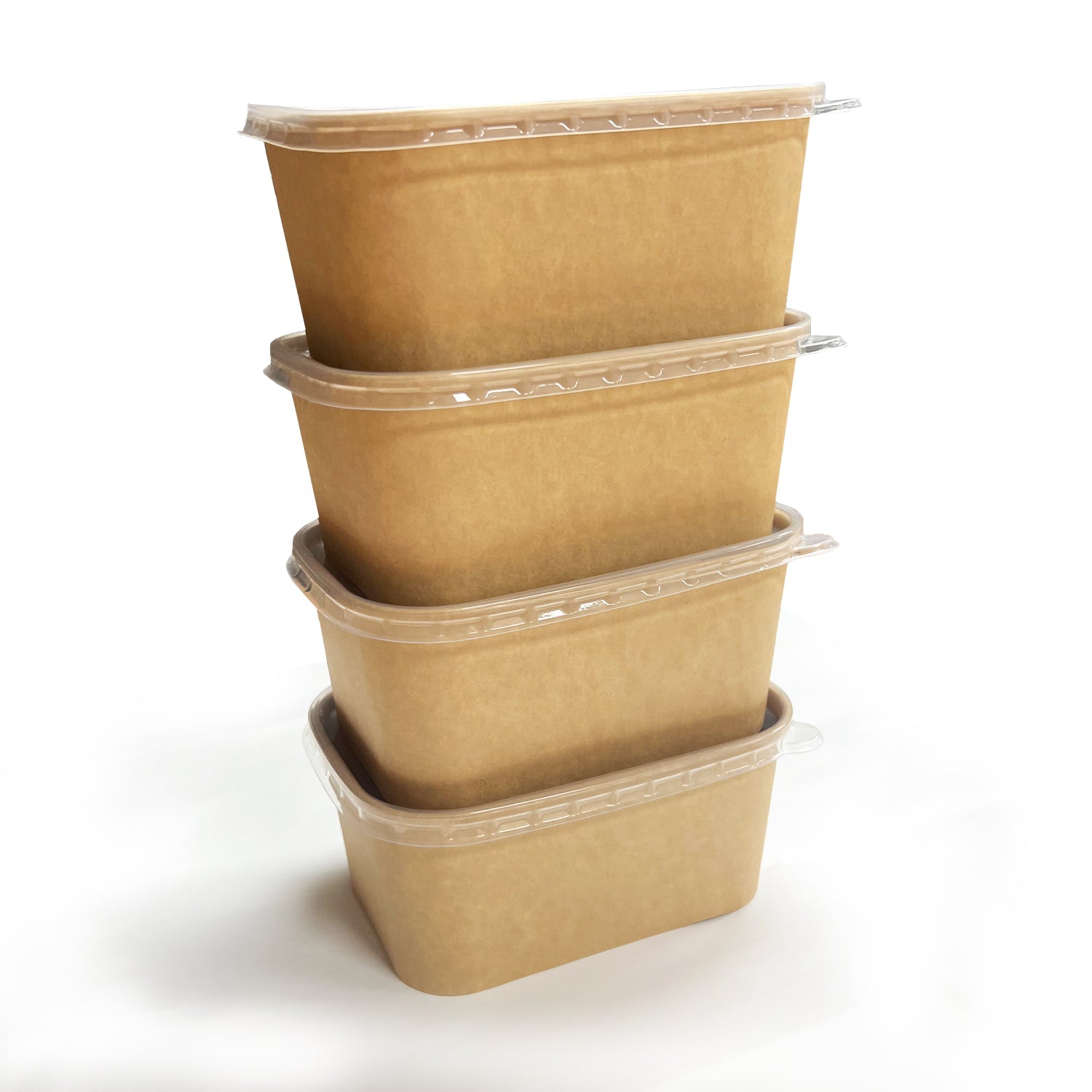 50 Sets/300 Sets, 34oz, 1000ml, Kraft Paper Rectangle Containers, with PP Lids