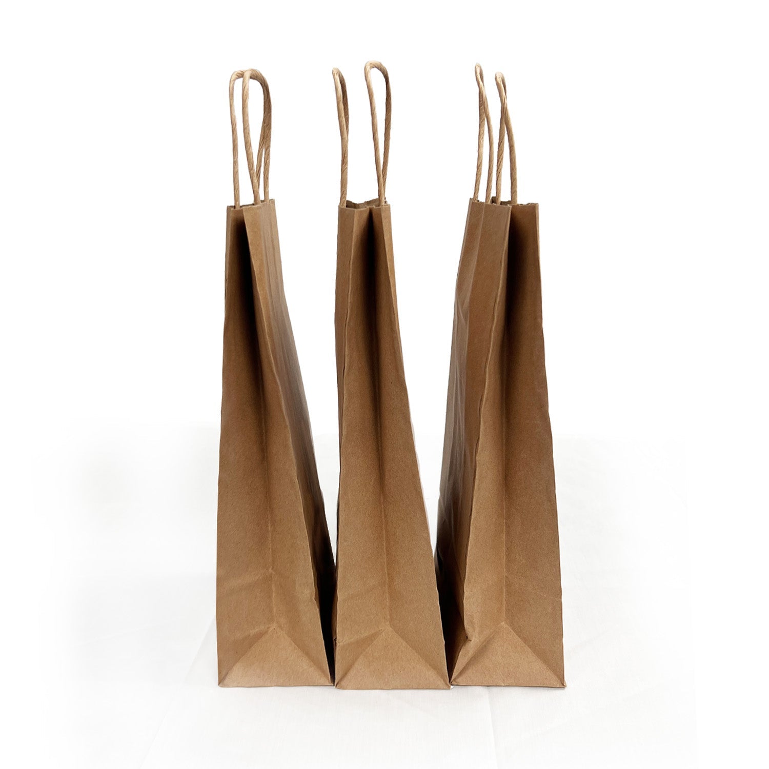 250 Pcs, Wine,  5.5x3.25x13 inches, White Paper Bags, with Twisted Handle