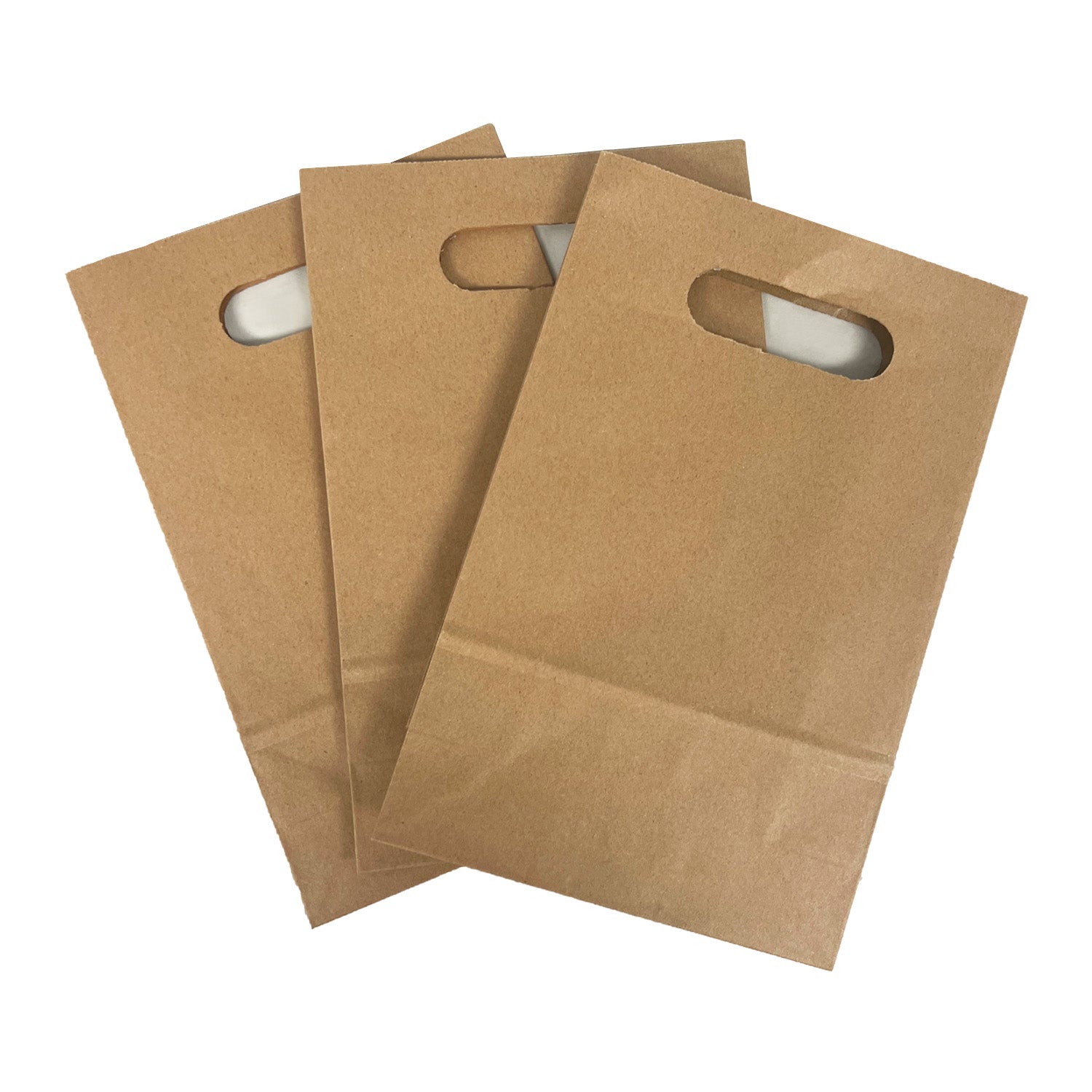 250pcs, Snack, 7 1/8x3 1/4x10 3/4 inches, Kraft Paper Bags, with Die Cut Handles