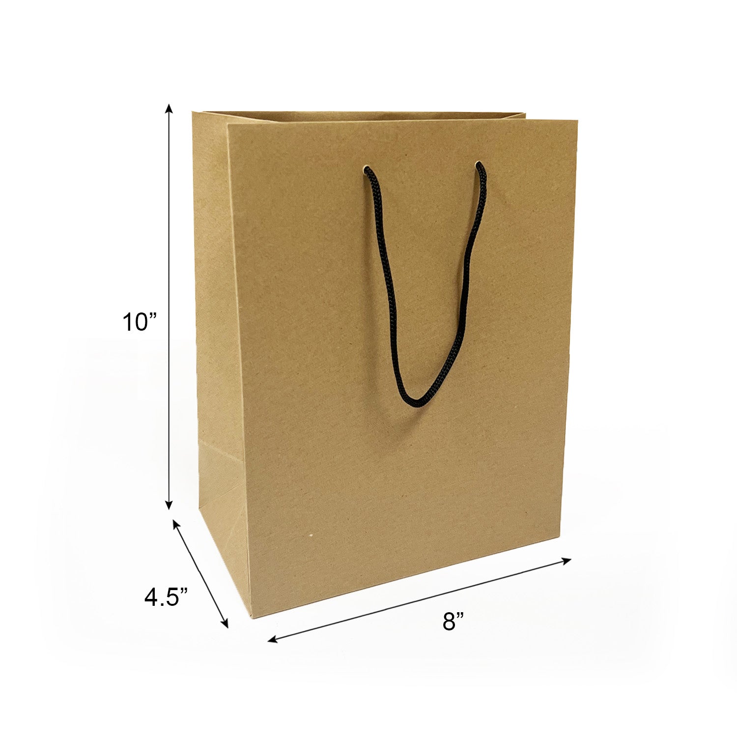 150 Pcs, Cub,  8x4.75x10.25 inches, Euro Tote Paper Bags, with Rope Handle
