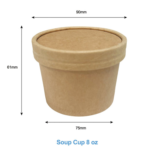 50 Sets/1000 Sets, 8oz, 240ml, Paper Soup Cup, with Paper Lid