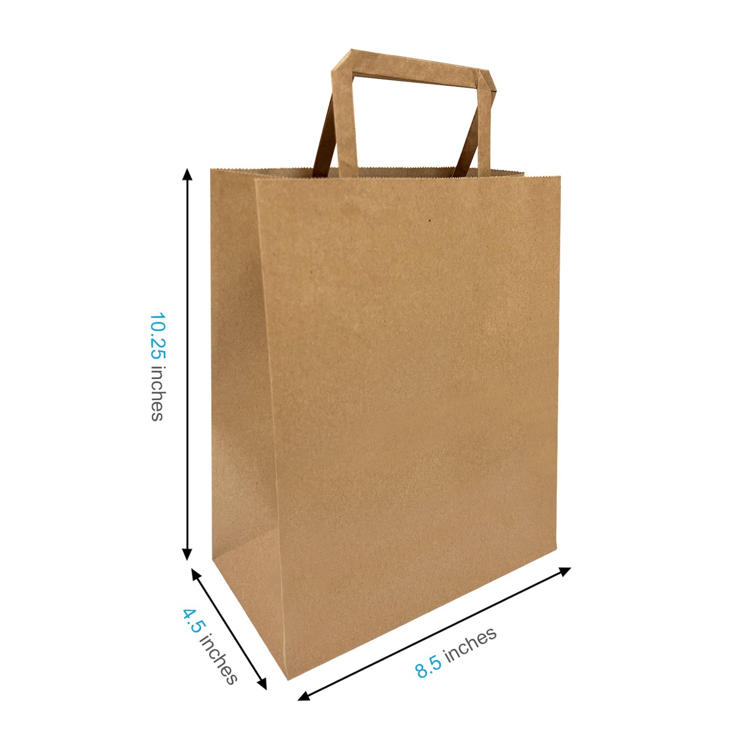300 Pcs, Cub,  8x4.75x10.25 inches, Kraft Paper Bags, with Flat Handle