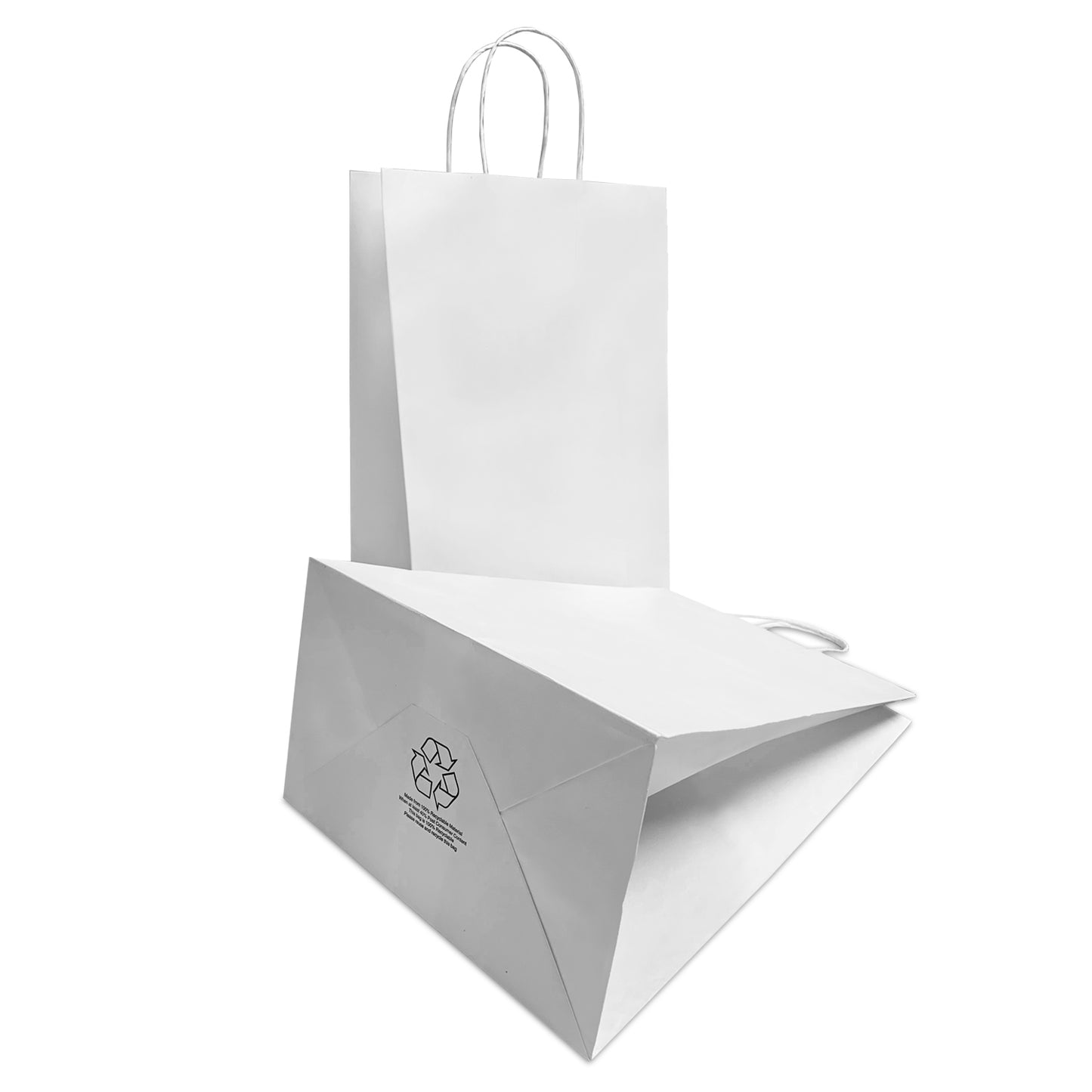 Bottle 9x5.75x13.5 White Paper Bags Twisted Handles; $0.39/pc, 200pcs/case, sold by case