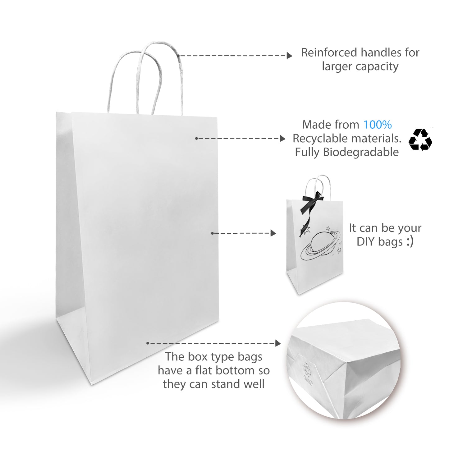 Bottle 9x5.75x13.5 White Paper Bags Twisted Handles; $0.39/pc, 200pcs/case, sold by case