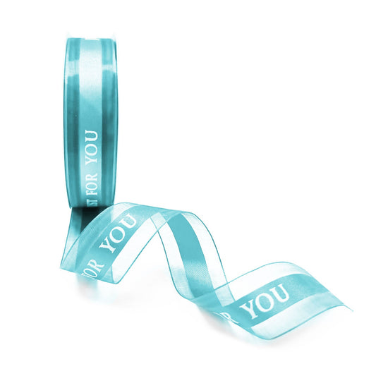 5pcs Azure Blue 0.98x1440 inches "Just For You" Single Faced Ribbon; $4.23/pc