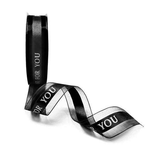5pcs Black 0.98x1440 inches "Just For You" Single Faced Ribbon; $4.23/pc