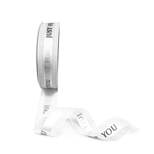 5pcs White 0.98x1440 inches "Just For You" Single Faced Ribbon; $4.23/pc