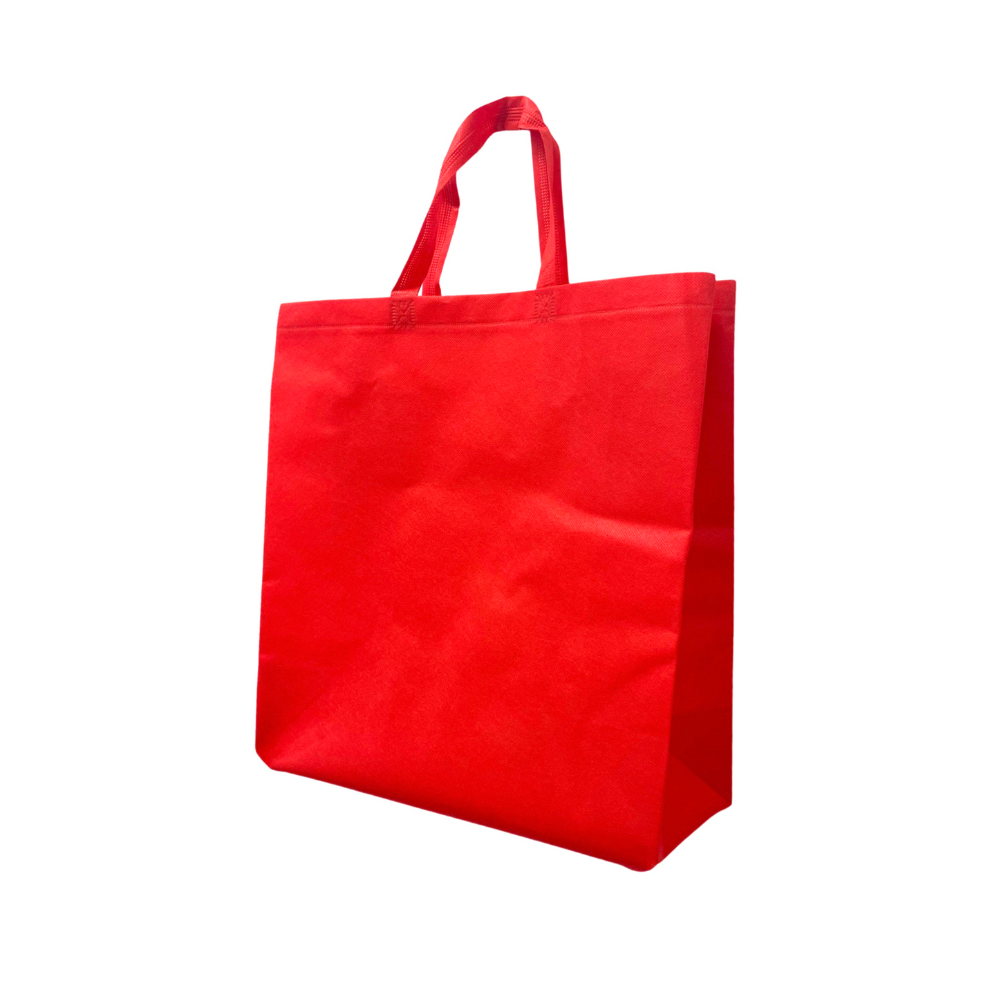 200pcs, Grocer, 15.5x6x15.5 inches, Red Non-Woven Reusable Shopping Bags, with Flat Handles