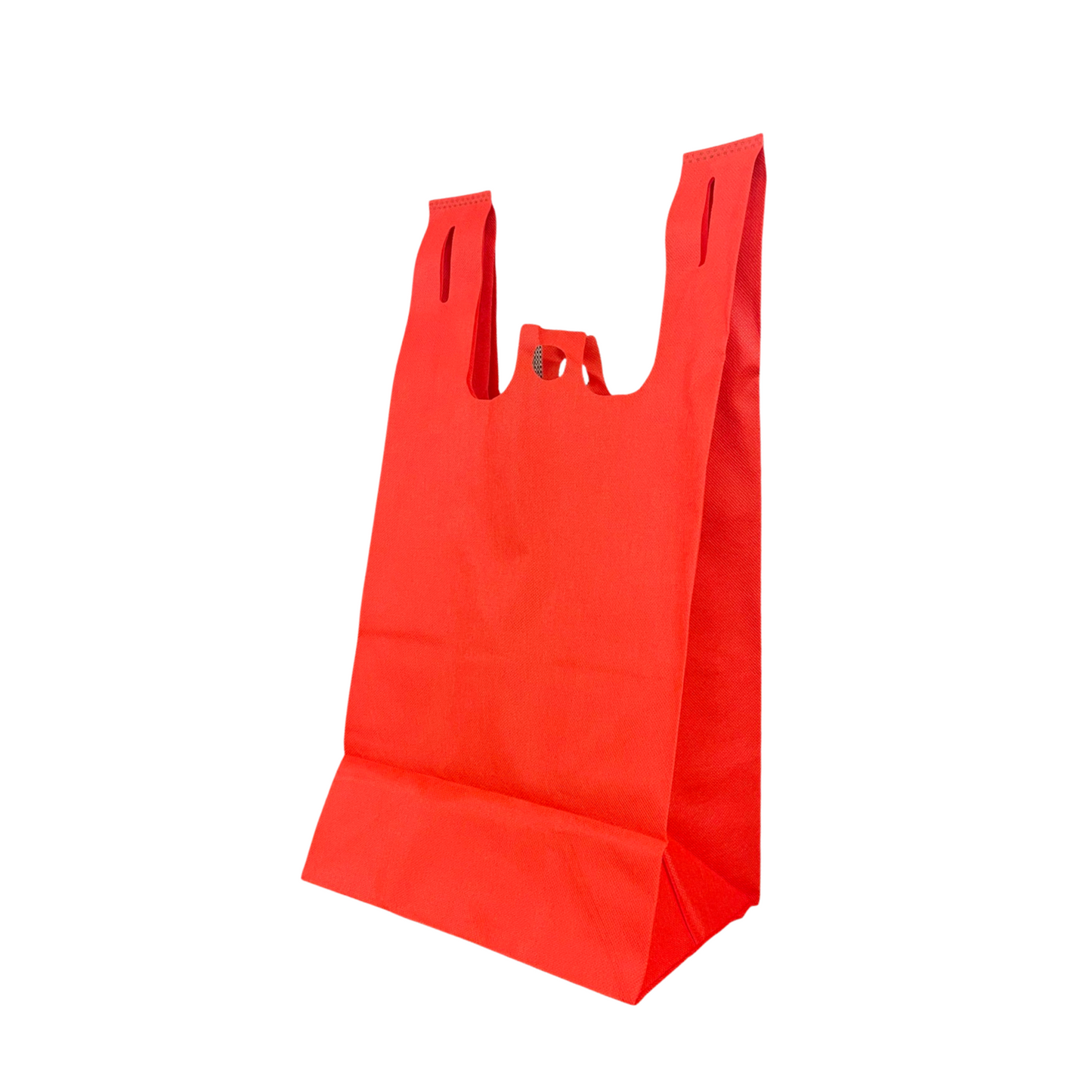 200pcs Non-Woven Reusable T-Shirt Bag 12x7x22x7 inches Red Shopping Bags Square Bottom; $0.44/bag