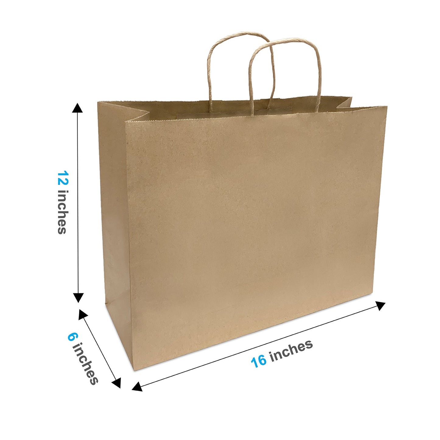 Vogue 16x6x12 inches Kraft Paper Bags Twisted Handles; US$1.075/pc, 50pcs/bundle, sold by bundle