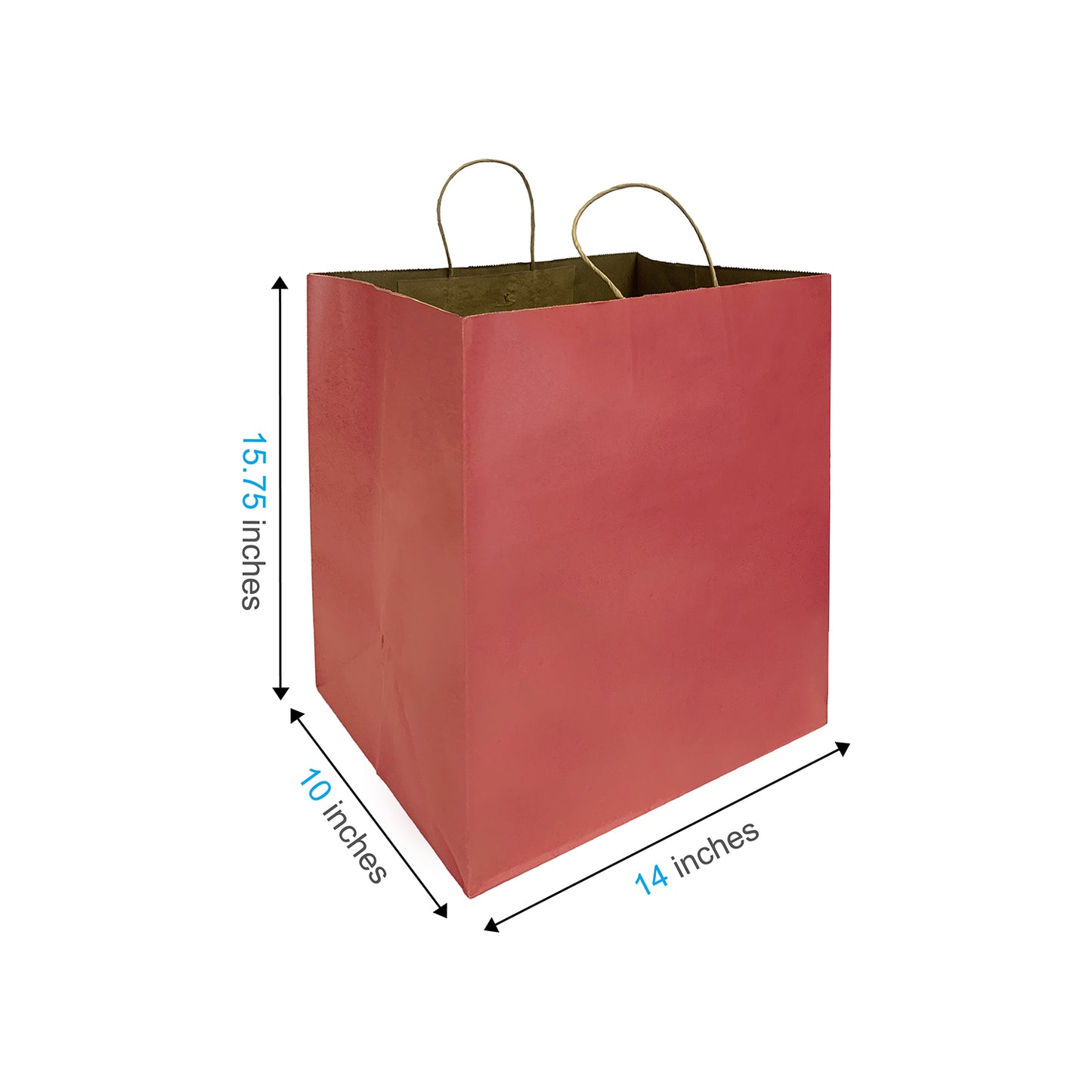 150 Pcs, Super Royal, 14x10x15.75 inches, Burgundy Kraft Paper Bags, with Twisted Handle