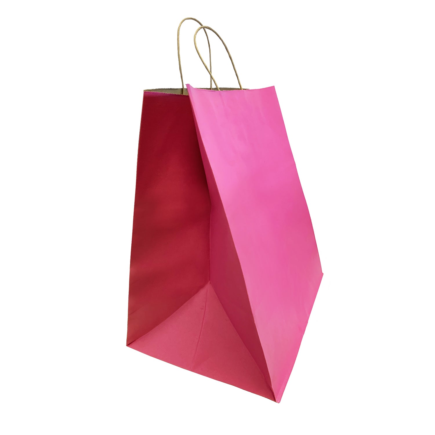 150 Pcs, Super Royal, 14x10x15.75 inches, Pink Kraft Paper Bags, with Twisted Handle