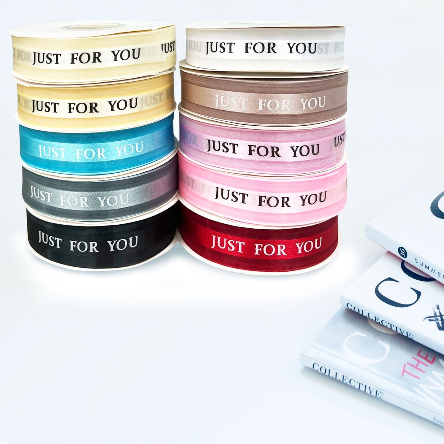 5pcs Champagne 0.98x1440 inches "Just For You" Single Faced Ribbon; $4.23/pc